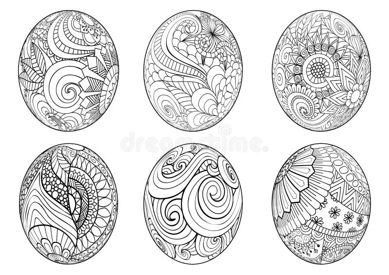Zentangle easter eggs for coloring book for adult royalty free illustration