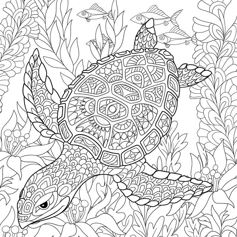 Tortuga En Estilo Blanco Y Negro Ilustración del Vector ...