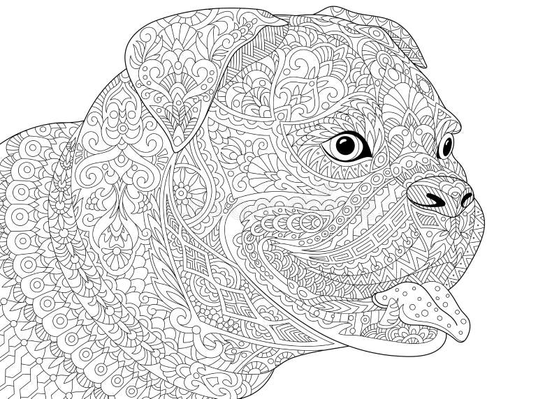 Zentangle estilizou o cão alemão do pugilista ilustração stock Zentangle estilizou o cão alemão do pugilista ilustração stock