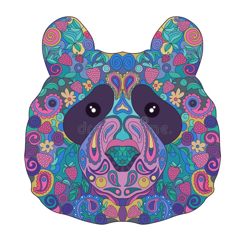 Zentangle ethnique Panda Bear Head tiré par la main fleuri Griffonnage peint animal illustration libre de droits Zentangle ethnique Panda Bear Head tiré par la main fleuri Griffonnage peint animal illustration libre de droits