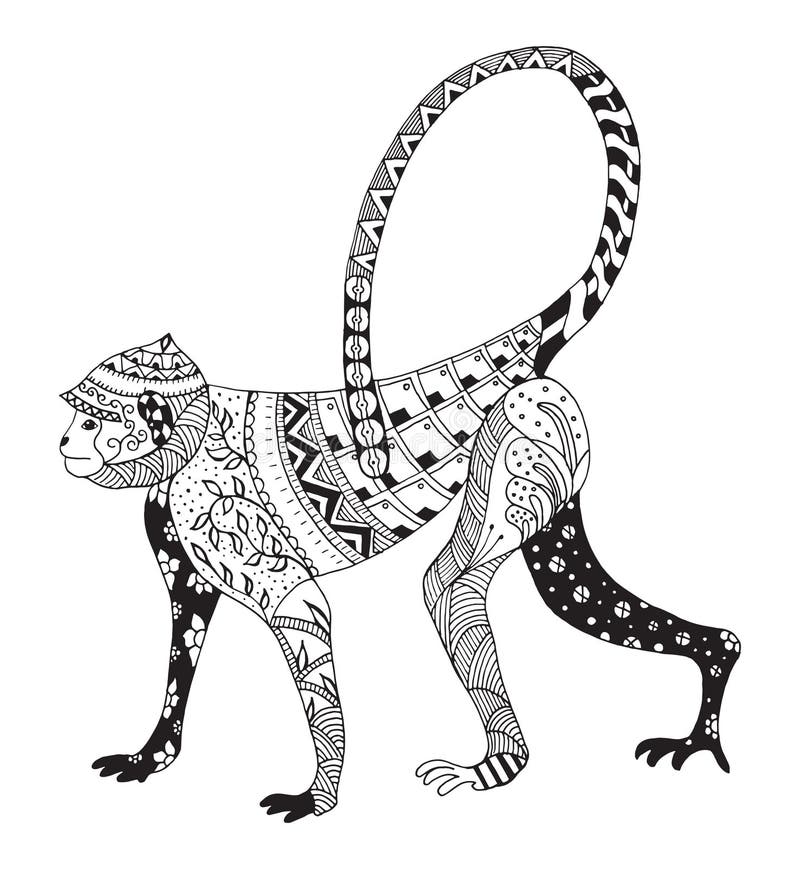 Zentangle gestileerde aap, Chinese dierenriem vector illustratie Zentangle gestileerde aap, Chinese dierenriem vector illustratie
