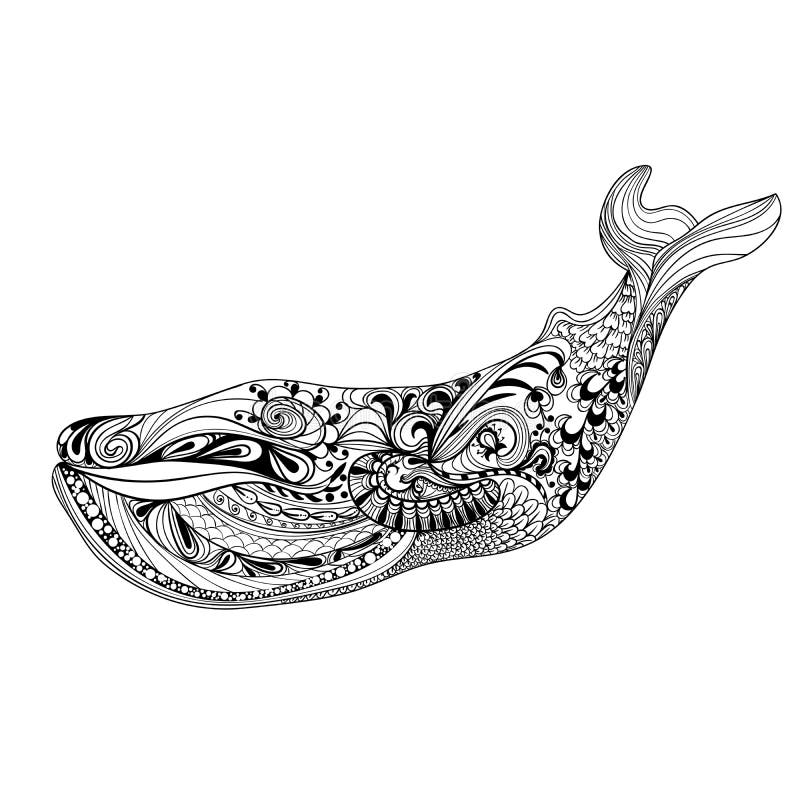 Zentangle ha stilizzato la balena nera Disegnato a mano royalty illustrazione gratis Zentangle ha stilizzato la balena nera Disegnato a mano royalty illustrazione gratis