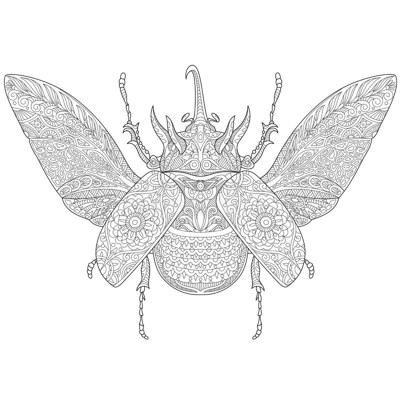 Zentangle ha stilizzato lo scarabeo rinoceronte illustrazione vettoriale Zentangle ha stilizzato lo scarabeo rinoceronte illustrazione vettoriale