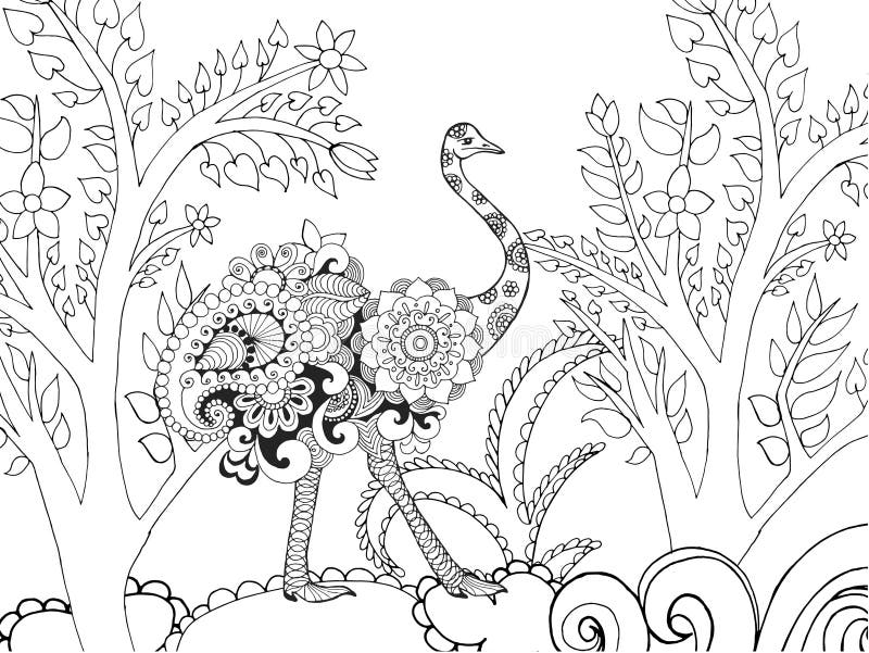 Zentangle ha stilizzato ostrish nel giardino di fantasia royalty illustrazione gratis Zentangle ha stilizzato ostrish nel giardino di fantasia royalty illustrazione gratis