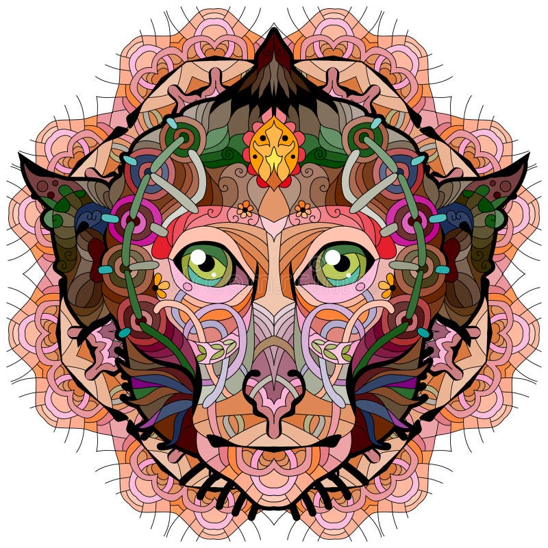 Download Zentangle Monkey Head With Mandala. Hand Drawn Decorative ...