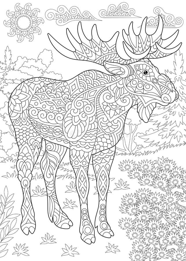 Zentangle moose animal stock vector. Illustration of character - 123866257