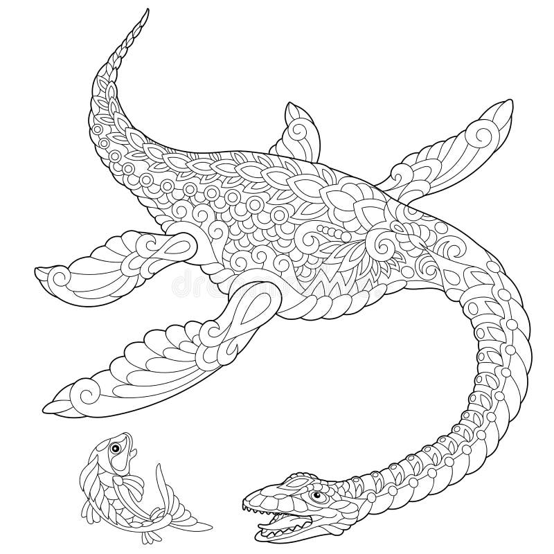 Zentangle Hadrosaur Dinosaur Ilustracja Wektor Ilustracja złożonej z