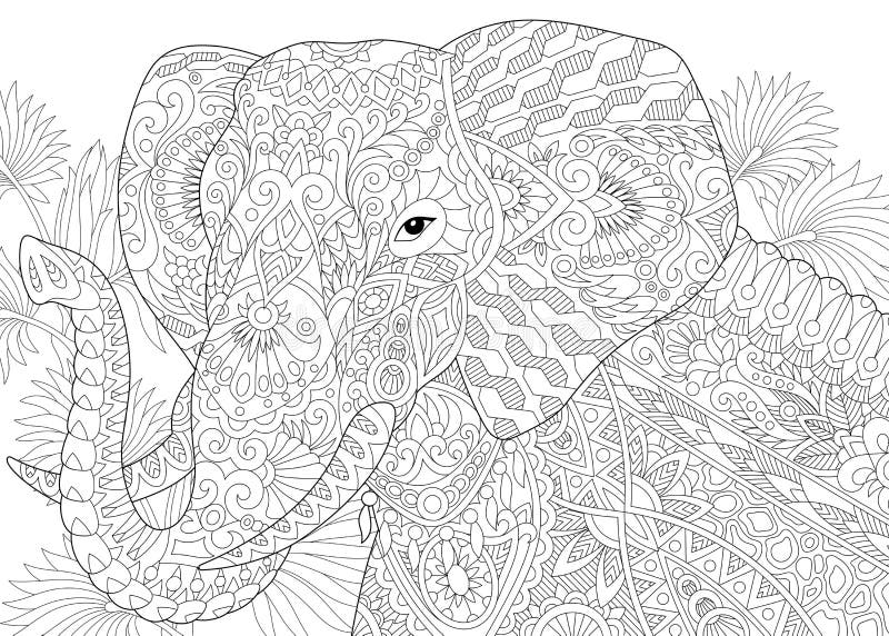 Zentangle stiliserade elefanten