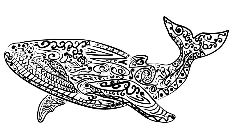 Zentangle stilisierte Walvektorillustration stock abbildung Zentangle stilisierte Walvektorillustration stock abbildung