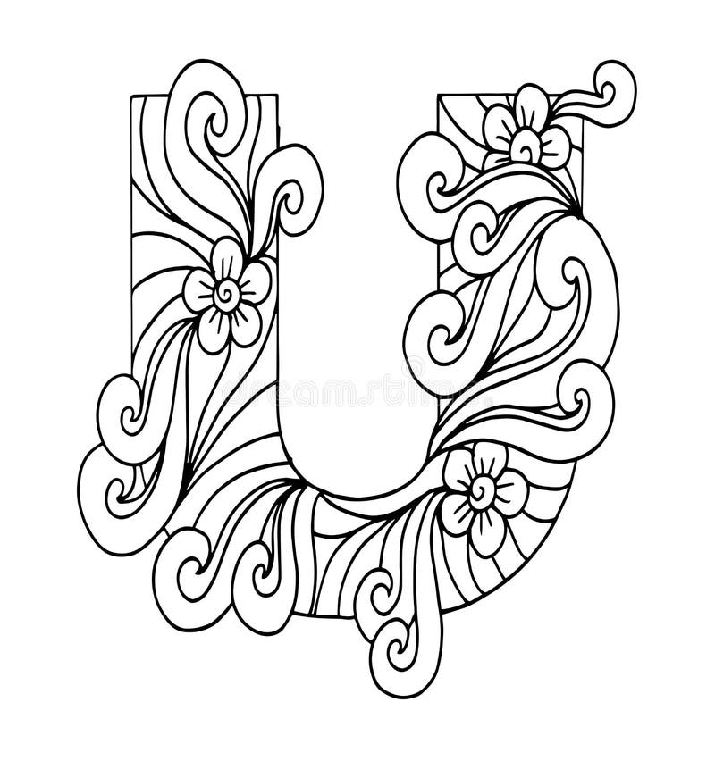 Zentangle a stylisé l'alphabet Lettre U dans le style de griffonnage Fonte tirée par la main de croquis illustration de vecteur Zentangle a stylisé l'alphabet Lettre U dans le style de griffonnage Fonte tirée par la main de croquis illustration de vecteur