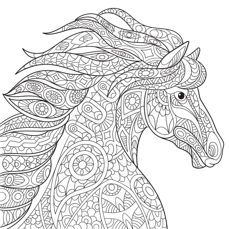 Zentangle a stylisé le cheval illustration stock Zentangle a stylisé le cheval illustration stock
