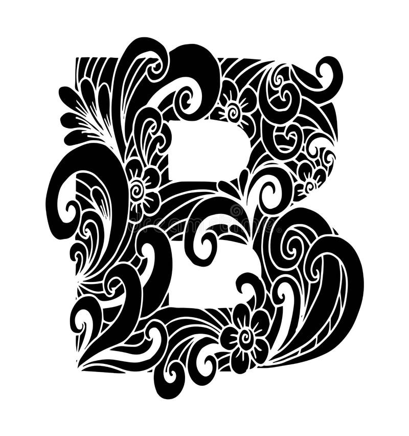 Zentangle Stylized Alphabet. Letter B In Doodle Style ...