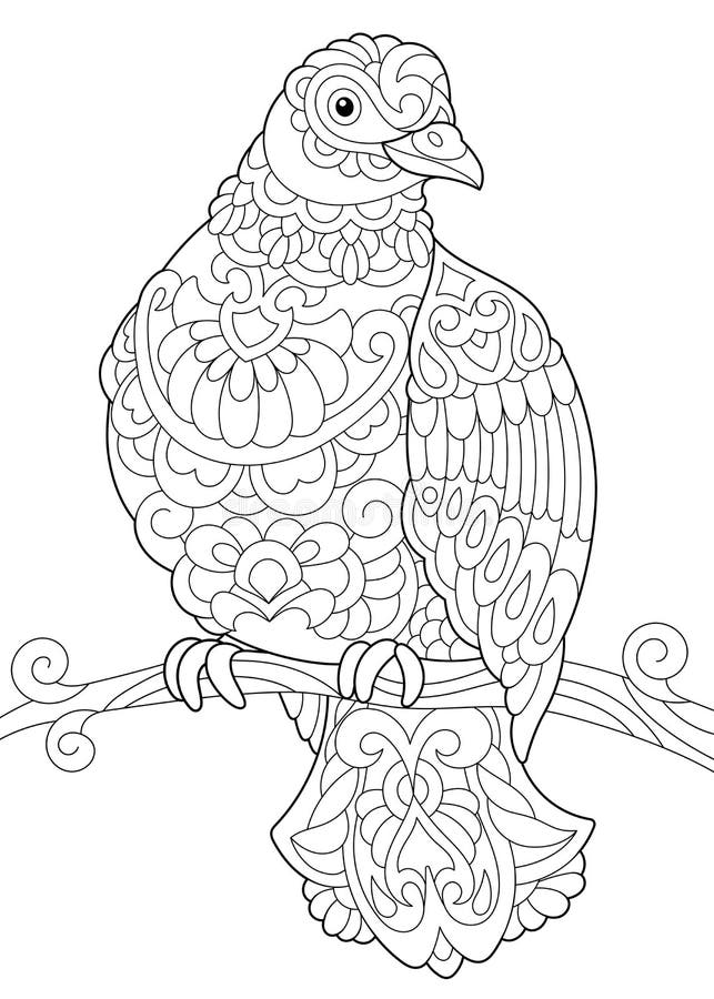 Zentangle stylized dove bird