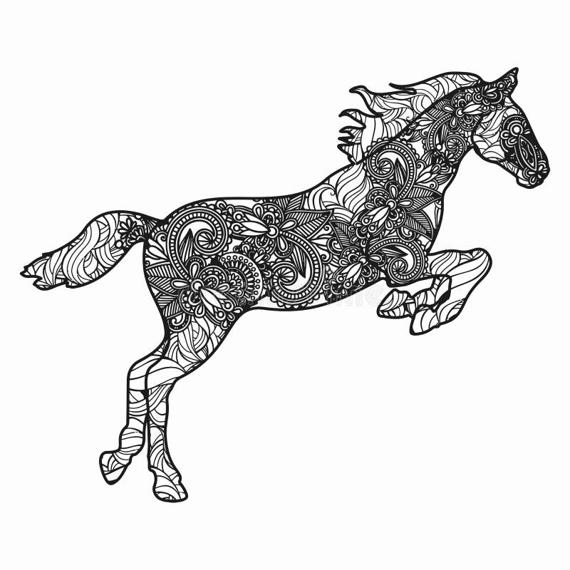 Zentangle stylized horse stock vector. Illustration of emblem - 69797158