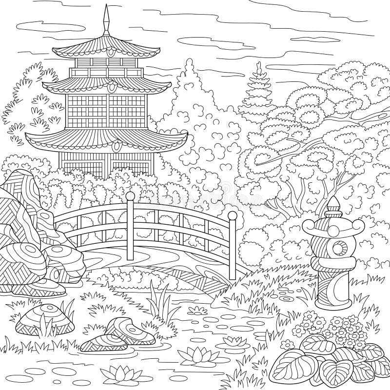 Zentangle stylized pagoda