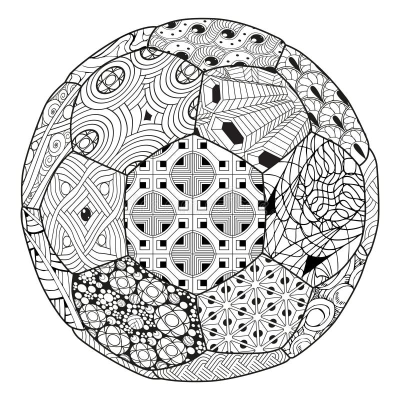 Zentangle Stylized Soccer Ball. Hand Drawn Lace Vector Illustration ...