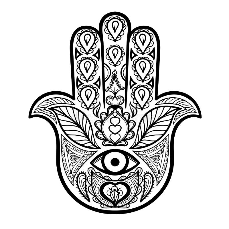 Zentangle Vector Hamsa Hand For Adult Anti Stress Coloring Pages Stock ...