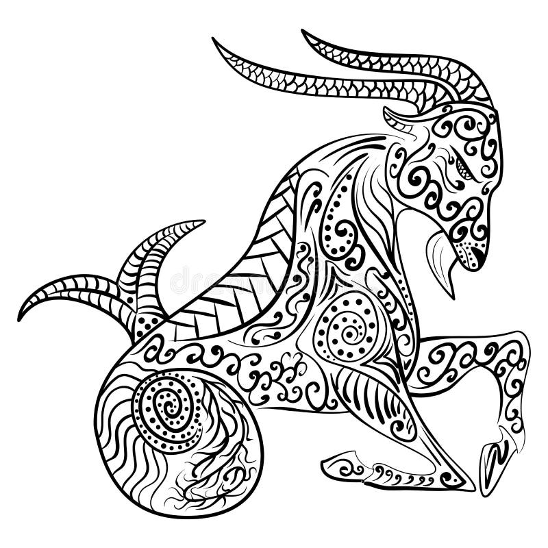 Download Zentangle Zodiac Capricorn Vector Illustration Stock Vector - Illustration of beautiful, girl ...