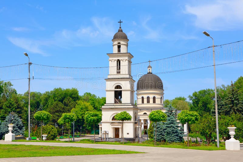 Central Cathedral of Chisinau . Capital City of Moldova .Bell Tower and  Metropolitan Cathedral Nativity of the Lord in Kishinev . Independence Day of Moldova is on 27 August. Central Cathedral of Chisinau . Capital City of Moldova .Bell Tower and  Metropolitan Cathedral Nativity of the Lord in Kishinev . Independence Day of Moldova is on 27 August