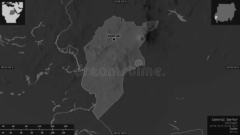 Zentrale Zusammensetzung Darfurs Sudan. Graustufen stock abbildung