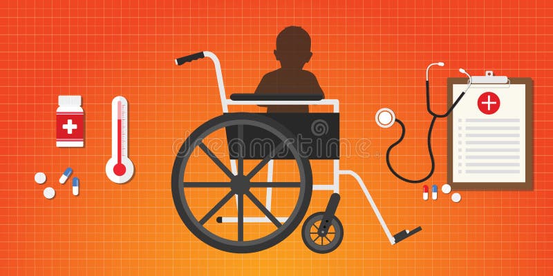 Zerebralparesekonzept-Babykind sitzen im Rollstuhl vektor abbildung Zerebralparesekonzept-Babykind sitzen im Rollstuhl vektor abbildung