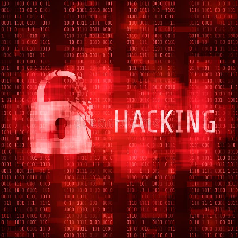 Zerhacken Hacker Cyberangriff Zerhacktes Programm über Matrixcodehintergrund Auch im corel abgehobenen Betrag lizenzfreie abbildung