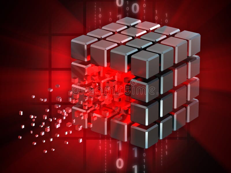 Zerhackter Datenwürfel stock abbildung Zerhackter Datenwürfel stock abbildung