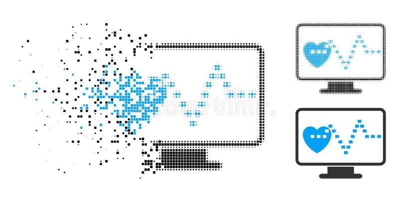 Zerlegter Dot Halftone Cardio Monitoring Icon vektor abbildung