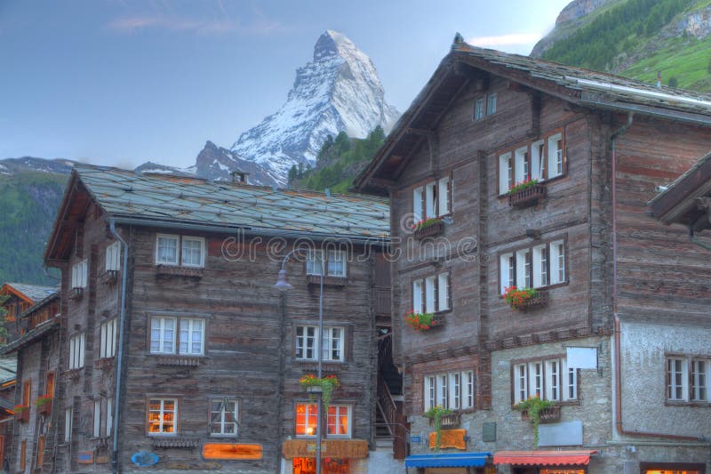 Zermatt houses with Matterhorn