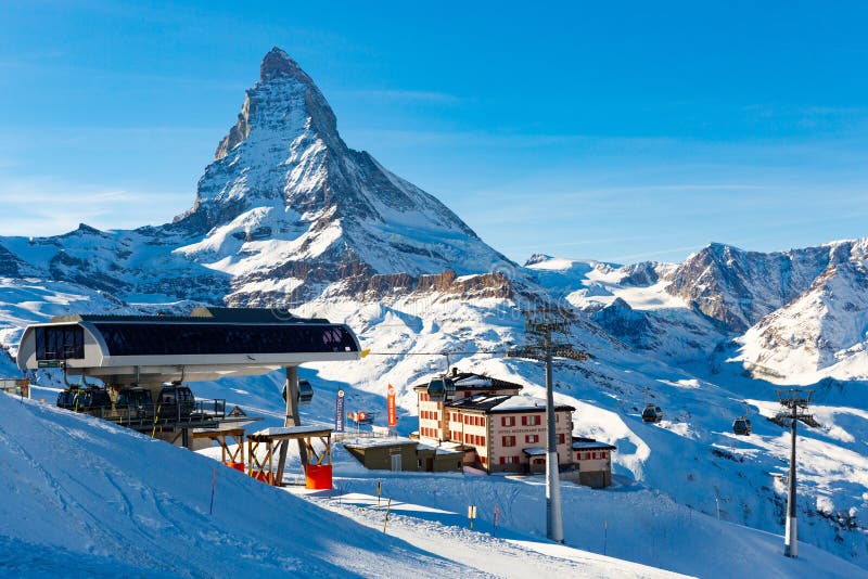 ZERMATT, SWITZERLAND - JANUARY 01, 2022: Zermatt ski resort