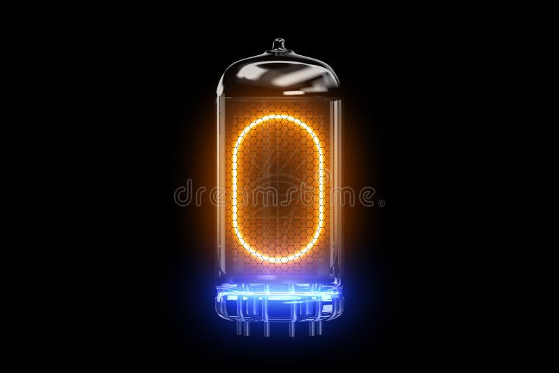 Zero. Digit 0. Nixie Tube Indicator Digit. Gas Discharge Indicators and