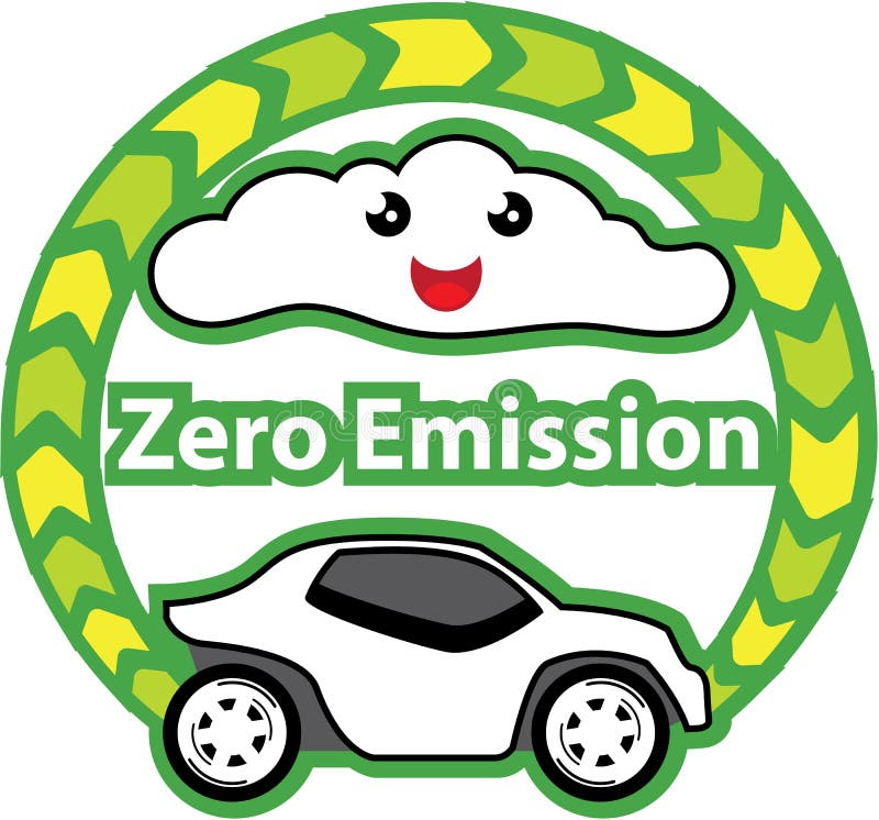 Zero Emission Icon. Electric Car Logo. Green Eco Car With Plug