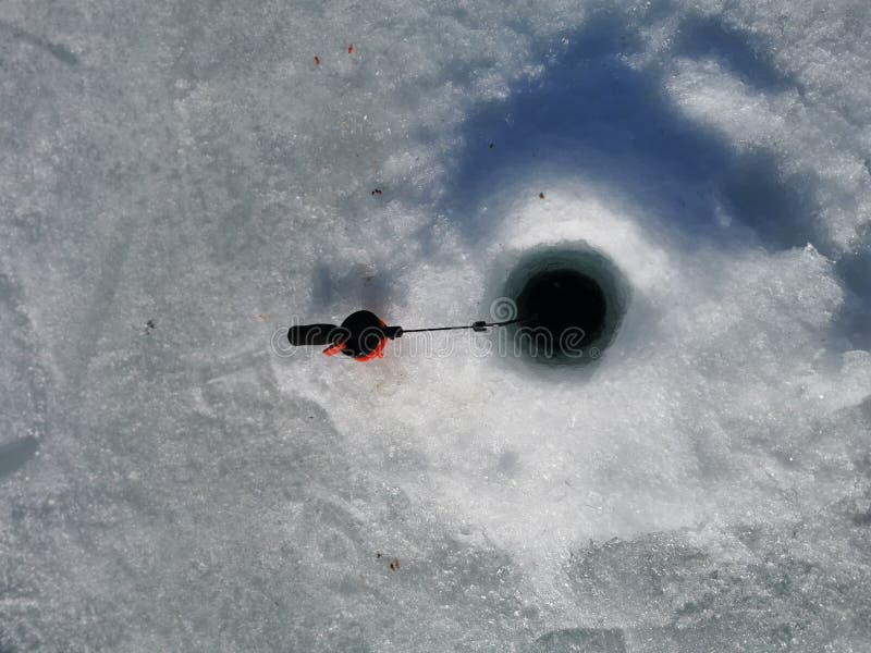 Zero virus, happy fishing, winter fishing stock image