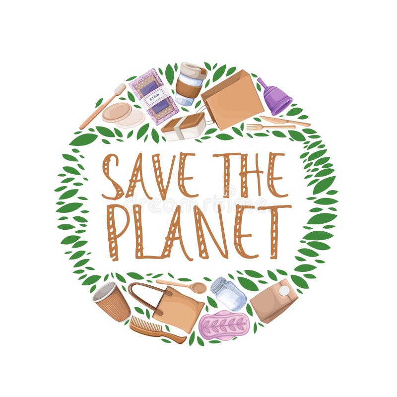 Zero Waste Circle Label Design vector illustration