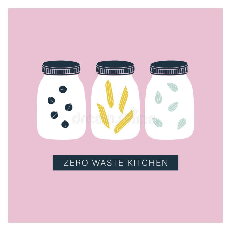 Zero Waste Kitchen Jars. Pantry Organisation Stock Vector