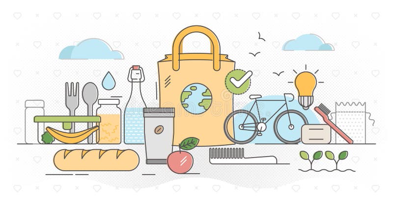 Zero waste outline concept vector illustration stock illustration