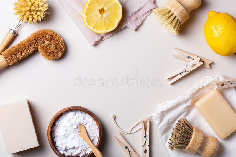 Zero Waste Set of Plastic Free Kitchen Cleaning Utensils Stock Image