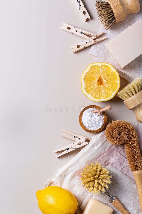 Zero Waste Set of Plastic Free Kitchen Cleaning Utensils Stock Image