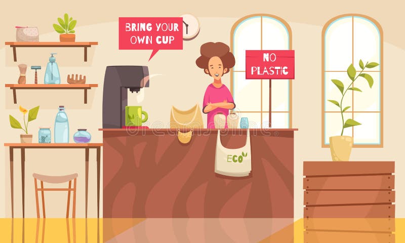 Zero Waste Shop Background stock illustration
