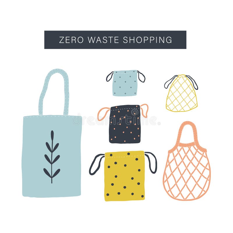 Zero waste shopping toolkit flat lay.