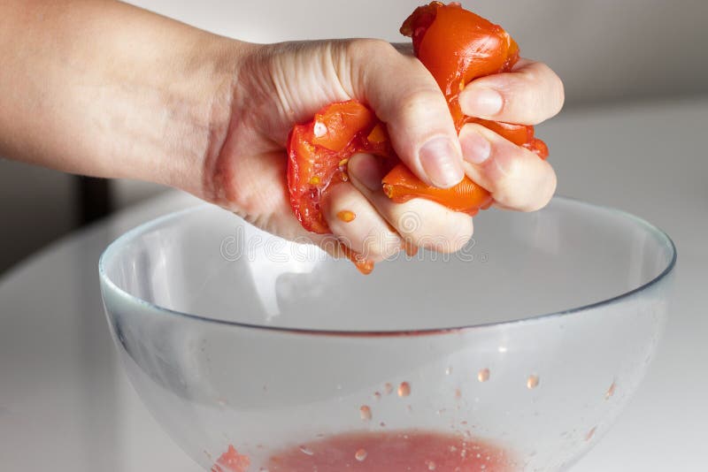 Zerquetschte Tomate Nahaufnahme lizenzfreie stockfotos