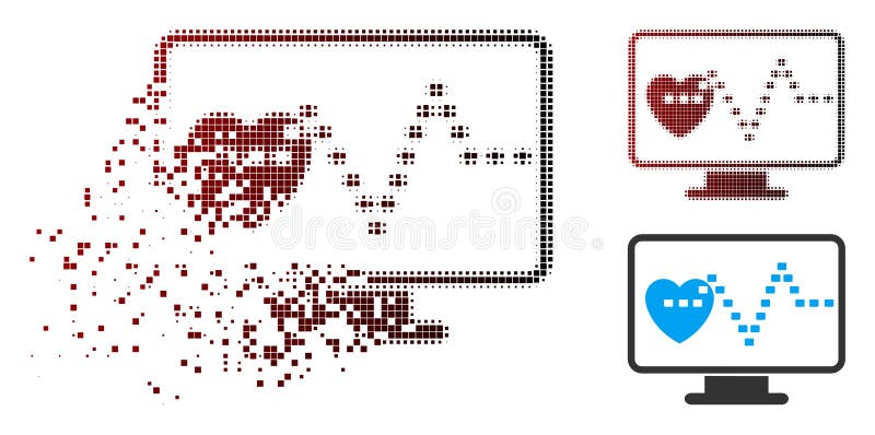 Zerstreute Pixel-Herz Überwachungs-Halbtonikone lizenzfreie abbildung