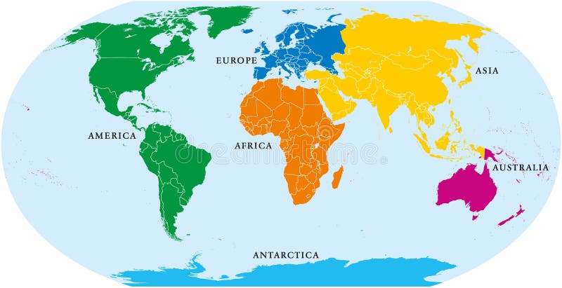 Zes continentenwereld, politieke kaart