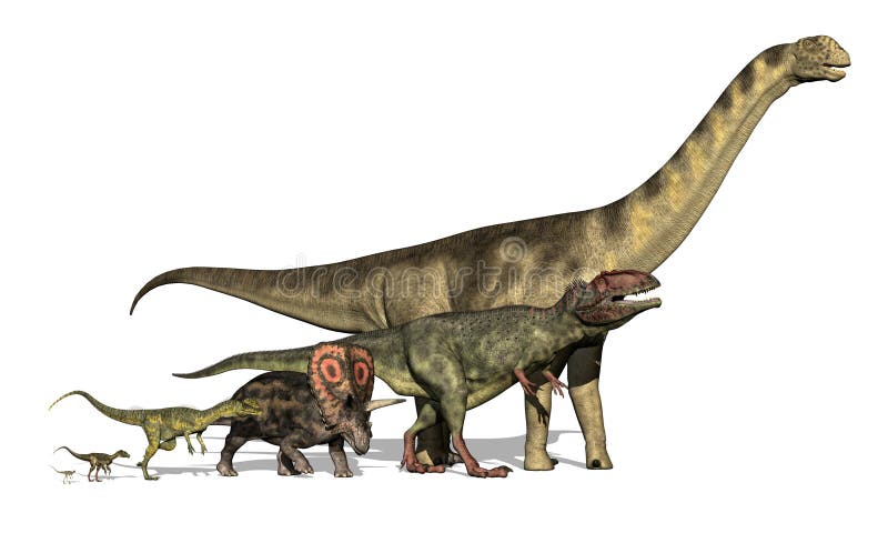 Buitenland Zelfrespect Vluchtig Zes Dinosaurussen Reusachtig Tot Uiterst Klein Stock Illustratie -  Illustration of dinosaurussen, piepklein: 23390467