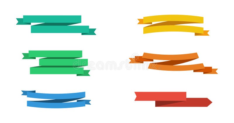 Zes kleurrijke vector geïsoleerde Lintenbanners De inzameling van lintenbanners Banden in vlak ontwerp vector illustratie Zes kleurrijke vector geïsoleerde Lintenbanners De inzameling van lintenbanners Banden in vlak ontwerp vector illustratie