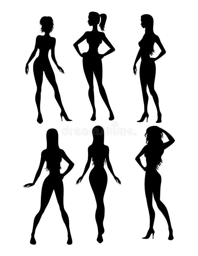 Naakte Sexy Meisjes Silhouette Vector Illustratie - Illustration of ...