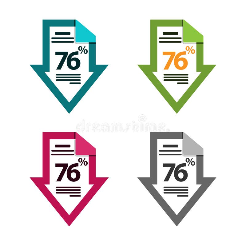 Zesenzeventig percenten neer, naar beneden pijlillustratie Documentpictogram stock illustratie Zesenzeventig percenten neer, naar beneden pijlillustratie Documentpictogram stock illustratie