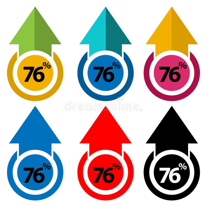 Zesenzeventig percenten omhoog, upwards pijlillustratie stock illustratie Zesenzeventig percenten omhoog, upwards pijlillustratie stock illustratie