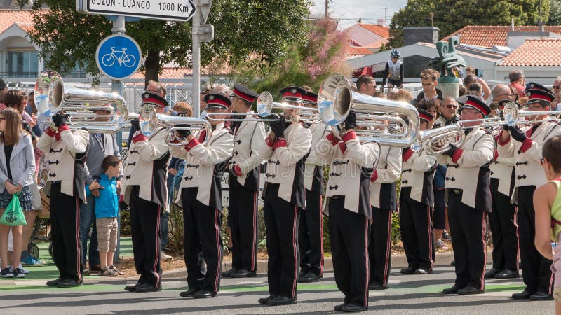 Saint Gilles Croix de Vie, France - July 14, 2016 : a parade marching band on the occasion of the French National Day. Saint Gilles Croix de Vie, France - July 14, 2016 : a parade marching band on the occasion of the French National Day