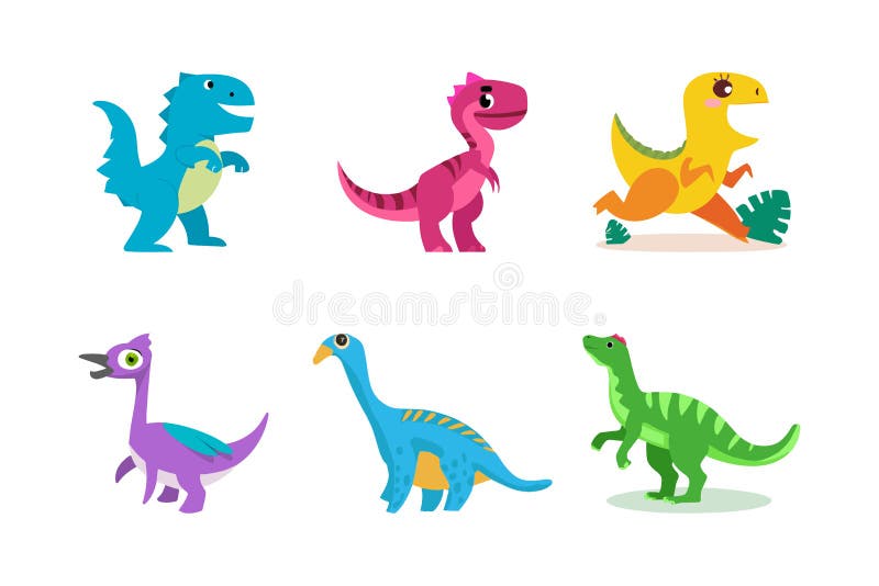 Zestaw dinozaurów. kolekcja ostrych ikon dinozaurów royalty ilustracja